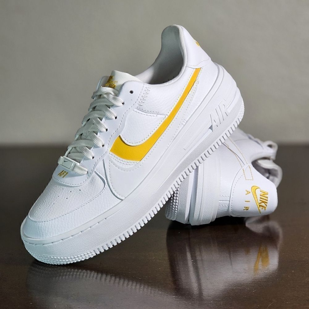 Nike Air Force 1 Platform White Gold Women's Lifestyle Shoes Sneakers Size 8.5